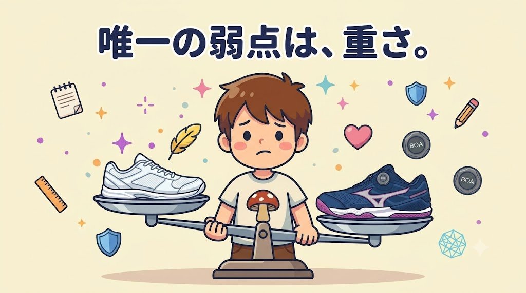 ウエーブドライブ9とウエーブメダル8 BOAの重さを天秤で比較するたくぼー